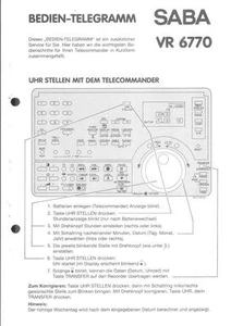 Saba Original Bedienungsanleitung Kurzform für  VR 6770 - Picture 1 of 1