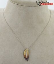 Simon G Diamond Leaf Pendant in 18K Yellow and 18K White Gold Necklace