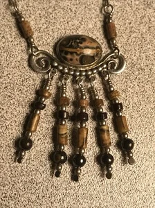 Thailand - Sterling Silver - Polished Beaded Tassel Necklace - 14" - 9g - Picture 1 of 3