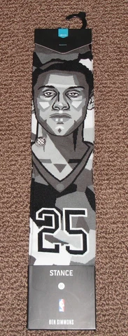 New Stance Ben Simmons Philadelphia 76ers Mosaic Men’s Grey Socks Size L 9-12 Cover