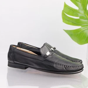 Bruno Magli Mens Teodoro Loafer Size 11.5 Bit Strap Black Nappa Leather Shoe - Picture 1 of 18