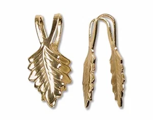 Bail, Fold Over, 12 Gold Plated Brass 19mm Glue-on Leaf with 10mm Grip Length - Picture 1 of 2