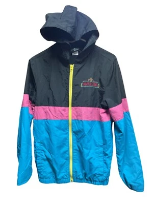 Universal Studios Jacket Men XS Blue Pink Windbreaker Hooded Y2K VTG - Image 1 of 4