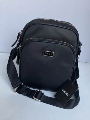 DKNY GIGI DZ COSSBODY Bag Double Zip Purse Flight Bag Black NWT MSRP $148 - Image 1 of 4