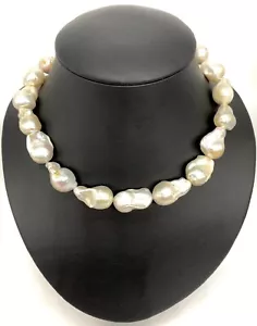 Collana Meher's Jewelry 16" perle barocche placca oro argento sterling - Foto 1 di 5