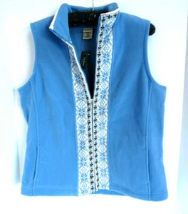 NEW - L.L. BEAN Women’s Nordic Embroidered Snowflake Fair Isle Fleece Vest  - Picture 1 of 5