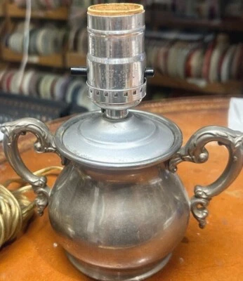 lámpara vintage atq plata olla iluminación metal estampado hecho en EE. UU. Foto 1 de 4