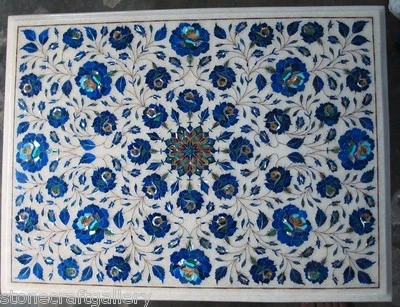 36" x 24" Marble Center Table Top Inlay Lapis Floral Home Decor - Image 1 of 3