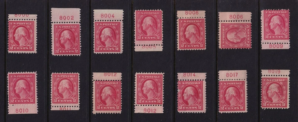 1917 Sc 499 MH 14 plate no. singles original gum 8000/8019 Hebert CV $84 (E09 - Image 1 of 1