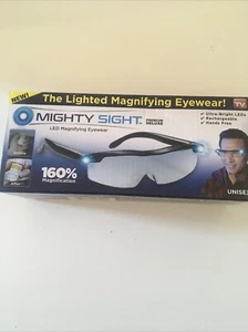 New Mighty Sight Led Magnifying Eyewear Glasses 160% W/ Rechargeable LED Lights - Picture 1 of 7