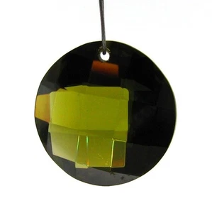 2 OLIVE GREEN CUBIC ZIRCONIA 18mm Faceted Coin Bead - Picture 1 of 1