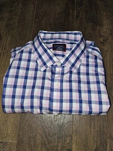 UNTUCKit Adriano WF Camisa Manga Larga Botón Grande Delgada Para Hombres Rosa Azul A Cuadros - Imagen 1 de 11