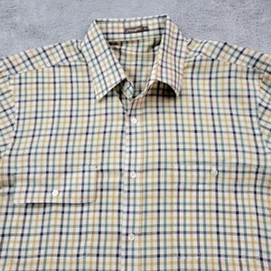 J Mclaughlin Shirt Mens Medium Yellow Plaid Flannel Outdoor Button Down - Picture 1 of 8