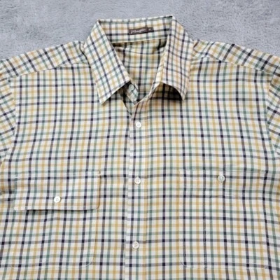 J Mclaughlin Shirt Mens Medium Yellow Plaid Flannel Outdoor Button Down - Image 1 of 4