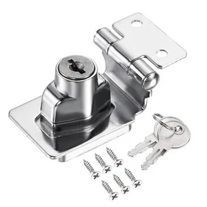 Keyed Alike Hasp Lock 2.5" 90 Degrees Chrome Plated Twist Knob Silver - Picture 1 of 5