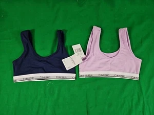 Calvin Klein Girls Small 6/6x Bralette 2 Pack Purple And Navy New With Tags - Picture 1 of 6