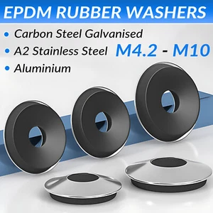 OD 9.5MM - 30MM BONDED TEK SCREW SEALING ROOFING WASHERS EPDM RUBBER WATERPROOF - Picture 1 of 25