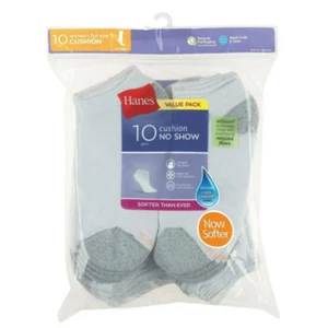 Hanes Women's Cool Comfort No Show Socks, Extended Size 10-Pair Value Pack 10-12 - Picture 1 of 1