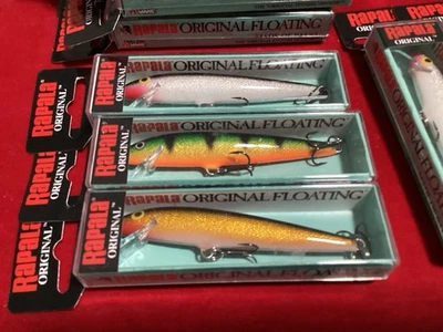 14 NUEVOS SEÑUELOS DE PESCA RAPALA ORIGINALES FLOTANTES F-9 ORO PLATA PERCA REGALO? Foto 1 de 4