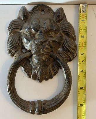 Cast Iron Antique Style Rustic LION HEAD Door Knocker-6-1/2” x 4-1/4” - Image 1 of 4