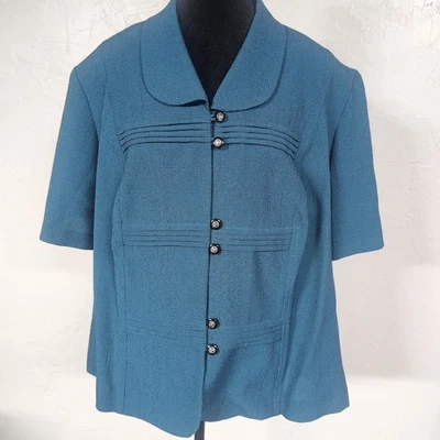 Blazer de mujer Dorby vintage años 80 vestido traje chaqueta talla azul verde azulado 20 ancho Foto 1 de 4