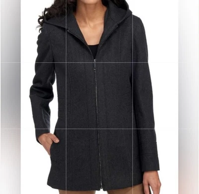 London Fog Dark Gray Woman’s Hooded Lined Wool Coat / Size XXL - Image 1 of 4