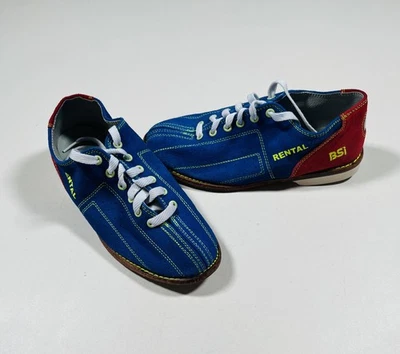 Bolso con cordones BSI Bowling Shoes Rental suela de cuero azul rojo talla 7 Foto 1 de 4