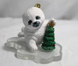 Morehead White Baby Seal w/Christmas Tree on Iceberg Ornament - Picture 1 of 3