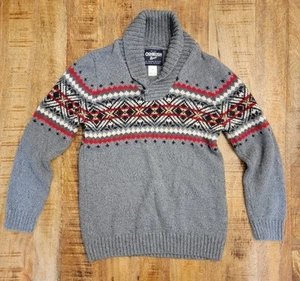 Oshkosh Shawl Collar Fair Isle Knit Cardigan Sweater Holiday Boy Size 10 - Picture 1 of 6