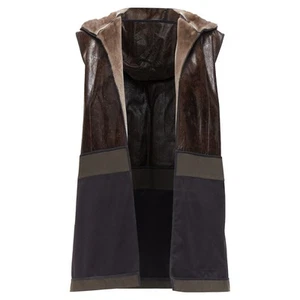 Marni Mink Gilet Reversible Textured Fur Hooded Vest Women Brown Size 38 - Picture 1 of 5