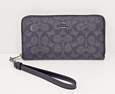 Carteira Coach longa com zíper ao redor em lona exclusiva CW778 OB/carvão/preto - Imagem 1 de 4