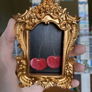 Cherry,berry Original Painting 4/5,artwork,mini,small,miniature, - Picture 1 of 6