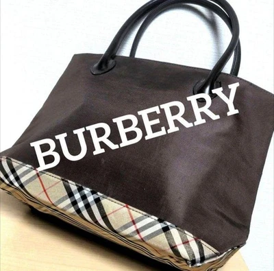 Ba20. Bolso de Mano Burberry Nylon Cuero Patrón Nova Check Mujer Bolso Accesorio JPN Foto 1 de 4