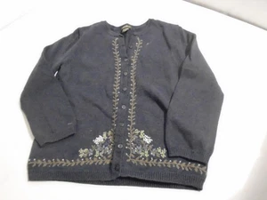 Cardigan donna vintage ricamato Eddie Bauer blu navy con bottoni taglia small - Foto 1 di 3