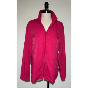 CHICO'S Pink Nylon Cotton Zip Front Long Sleeve Jacket Top Solid Womens 2 L - Picture 1 of 6