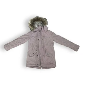 Abercrombie & Fitch Kids Girls Pink Fur-Lined Hooded Jacket Size 11/12 - Picture 1 of 6