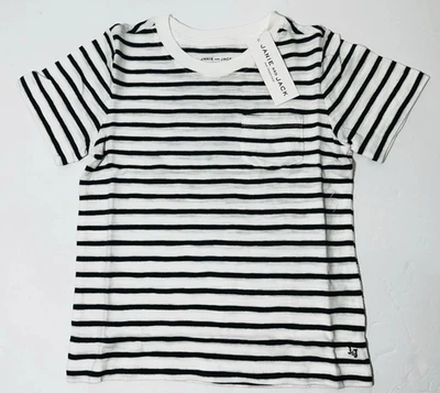 Camiseta JANIE and JACK Masculina Tamanho 4 Azul Marinho Listrada Bolso NOVA - Imagem 1 de 4