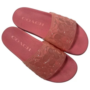 Coach Women Unna Sport Slides Taffy Size 8 B Pink Comfort Signature Logo - Picture 1 of 11