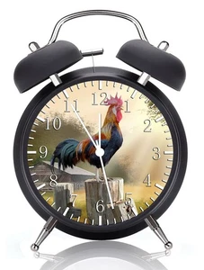 Doppelglocke Hahn Bauernhof Wecker Schreibtischuhr mit Nachtlicht recht leise nicht tisch... - Bild 1 von 2