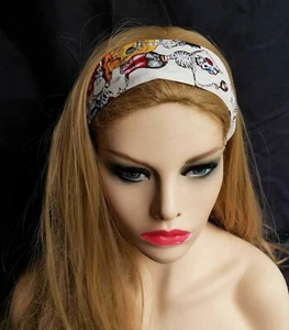 Day of the dead skeleton Wired Headband Hair Band Bandana Rockabilly Retro. - Bild 1 von 4