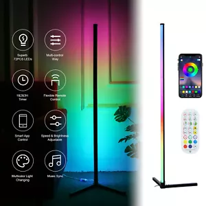 LED Corner Floor Lamp RGB Standing Light with App Remote Control/Music Sync T9H9 - Picture 1 of 10