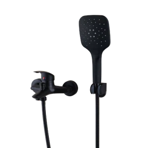 2-Way Matte Black Wall Mount Bathtub Filler Mixing Vavle Hand Shower Faucet Set - Picture 1 of 11