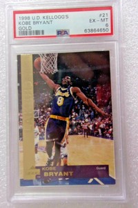 1998 UPPER DECK KELLOGG'S 21 KOBE BRYANT LOS ANGELES LAKERS PSA EX-MT6  GOLD 