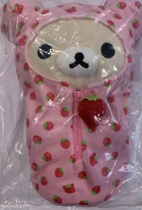 NEW Korilakkuma Bear Strawberry Sleeping Bag 13.5" Plush Toy San-X Rilakkuma - Picture 1 of 6