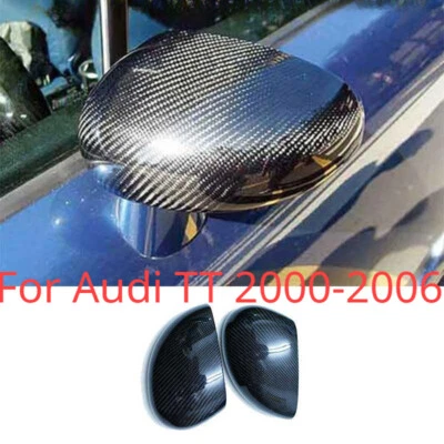 2PC For Audi TT 2000-2006 Dry Carbon Fiber Rear View Side Door Mirror Cover Trim - Image 1 of 4