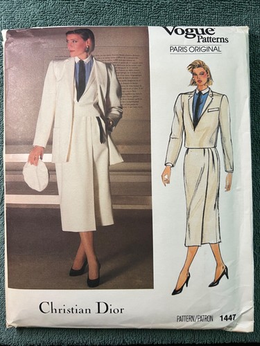 Cappotto Vogue modello cucito 1447 Parigi originale Christian Dior non tagliato taglia 12