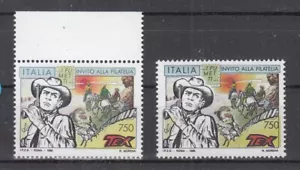 Varietà Scritta TEX non piena Willer ITALIA 1996 L. 750 INVITO FILATELIA FUMETTI - Picture 1 of 1