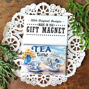 Tea Time * Dutch blue Tea Cups Cute Gift for Friends Fridge Magnet  - Picture 1 of 3