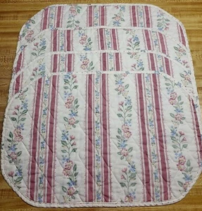 Vintage 4 Quilted Cloth Placemats. Floral Pink Roses. 18"x12. Rustic Farmhouse - Picture 1 of 6