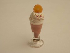 Dolls house food: Chocolate orange ice cream sundae in a glass dish -By Fran